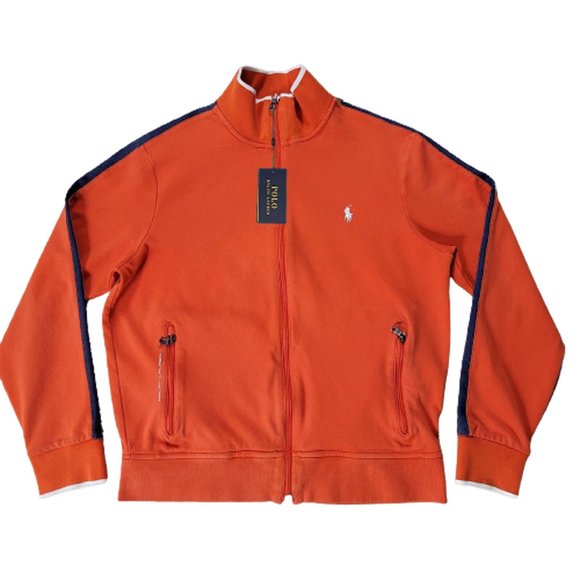 NEW Polo Ralph Lauren Performance Track Athletic Jacket!  Orange  White Player - Picture 1 of 4